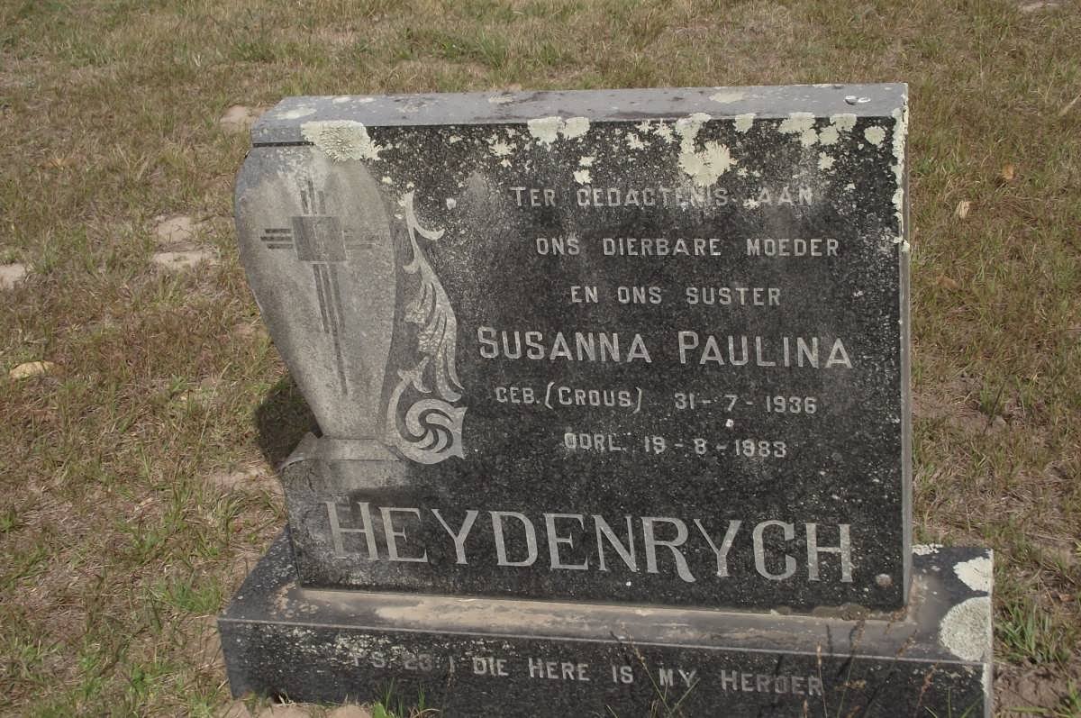 HEYDENRYGH Susanna Paulina nee GROUS 1936-1983