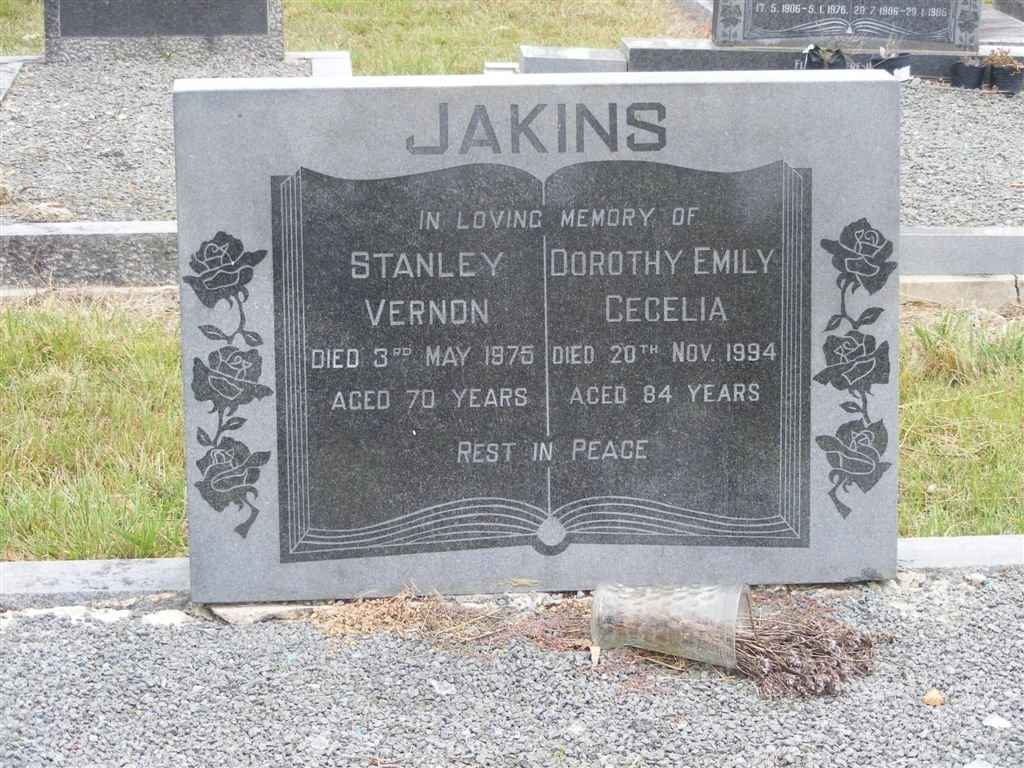 JAKINS Stanley Vernon -1975 &amp; Dorothy Emily Cecelia -1994