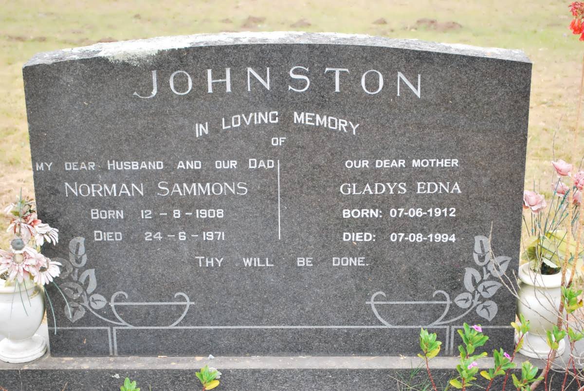 JOHNSTON Norman Sammons 1908-1971 &amp; Gladys Edna 1912-1994