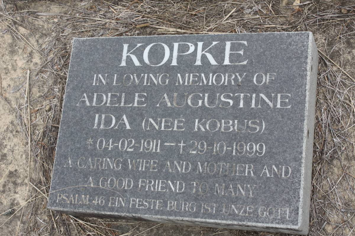 KOPKE Adele Augustine Ida nee KOBUS 1911-1999