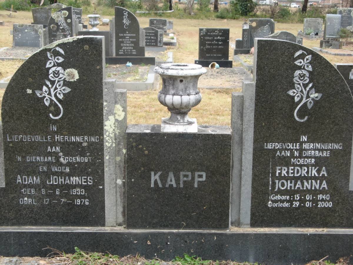 KAPP Adam Johannes 1933-1976 &amp; Fredrika Johanna 1940-2000