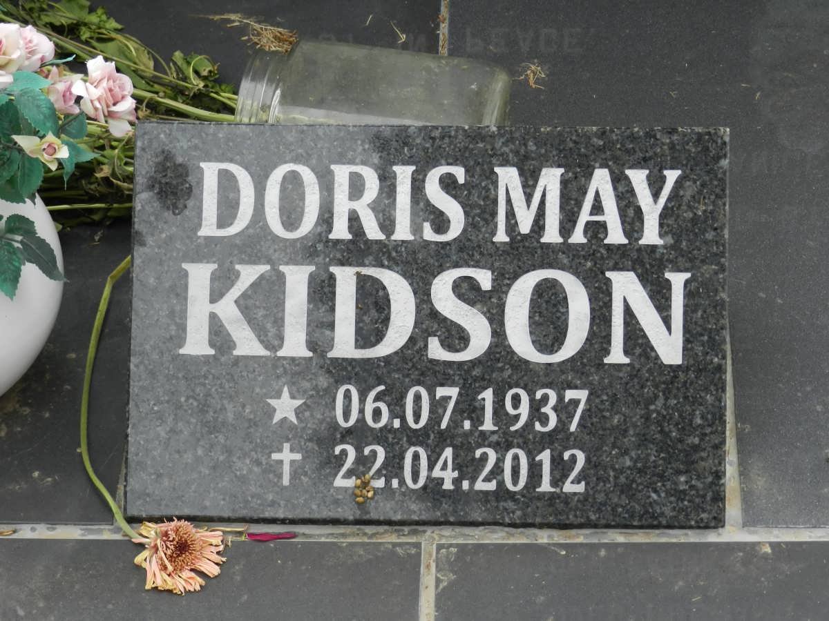 KIDSON Doris May 1937-2012