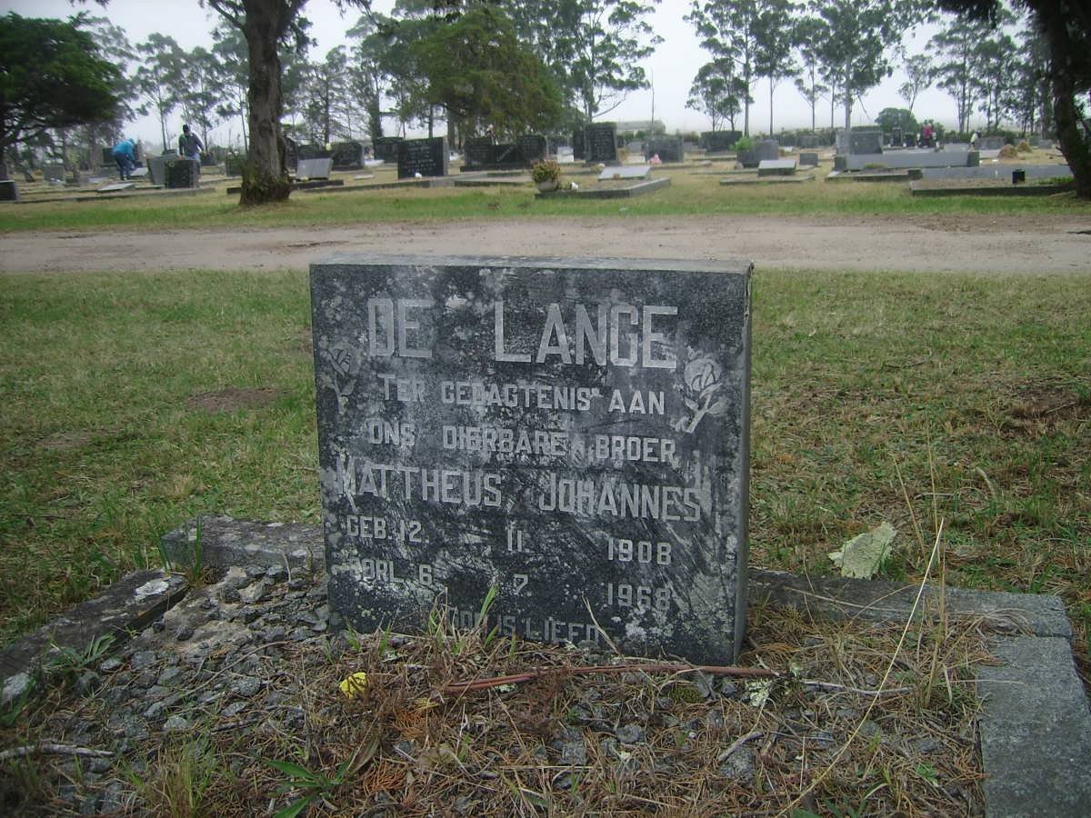 LANGE Mattheus Johannes, de 1908-1968