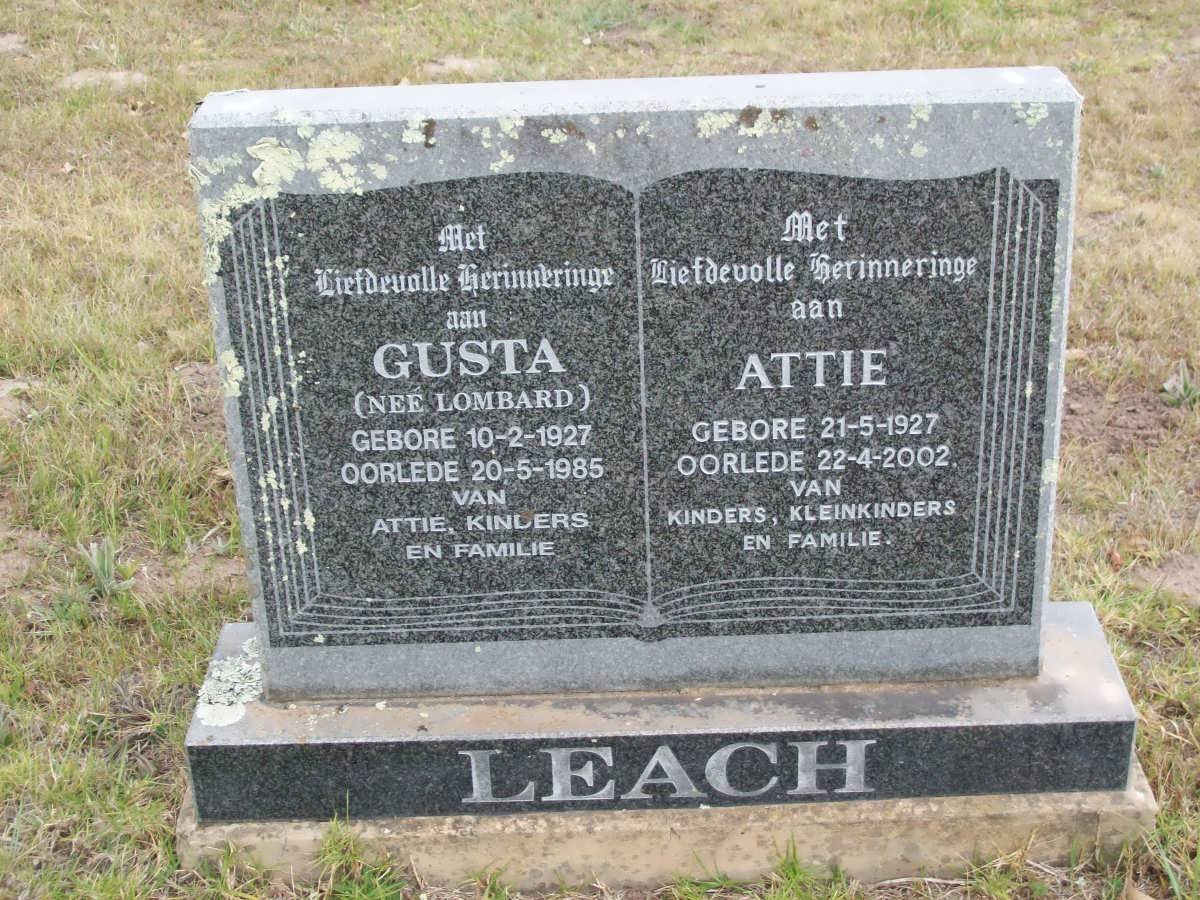 LEACH Attie 1927-2002 &amp; Gusta LOMBARD 1927-1985