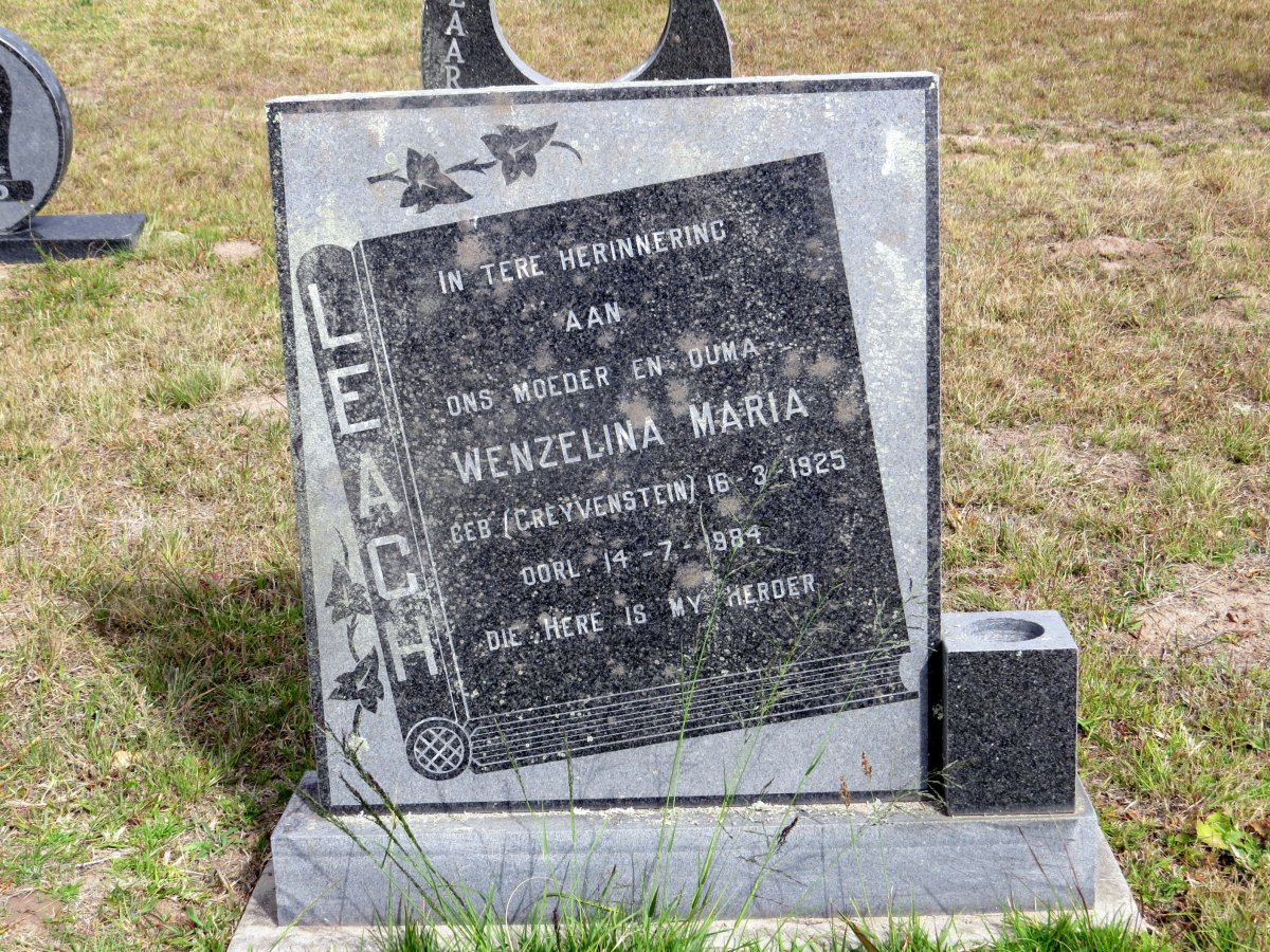 LEACH Wenzelina Maria nee GREYVENSTEIN 1925-1984