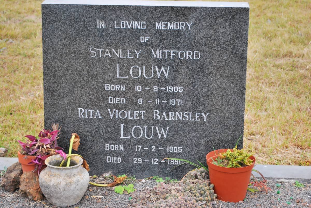 LOUW Stanley Mitford 1905-1971 &amp; Rita Violet Barnsley 1905-1991