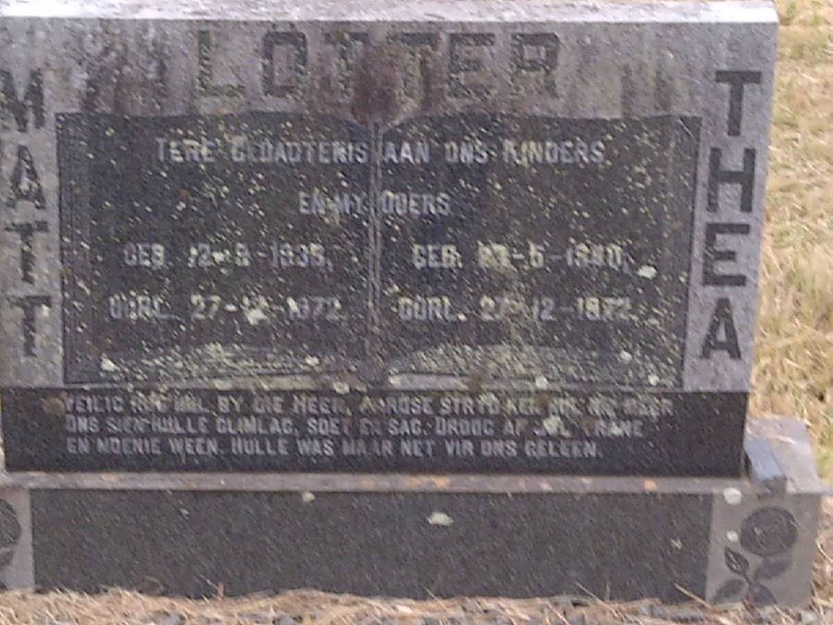 LÖTTER Matt 1935-1972 &amp; Thea 19?0-1972