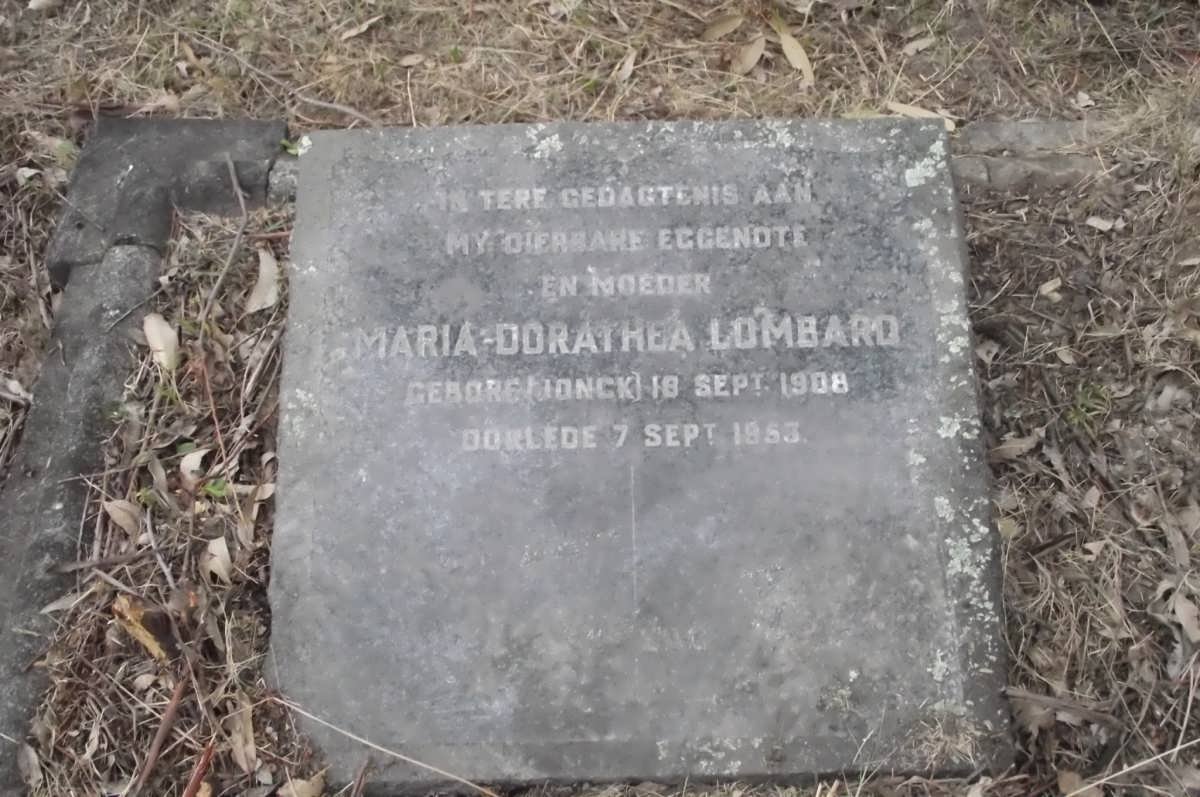 LOMBARD Maria Dorathea nee JONCK 1908-1953