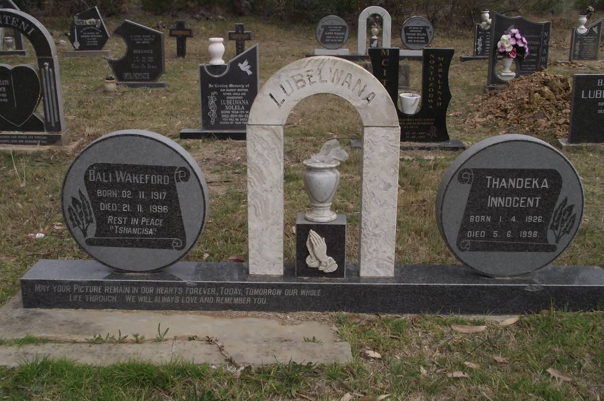 LUBELWANA Bali Wakeford 1917-1996 &amp; Thandeka Innocent 1926-1998
