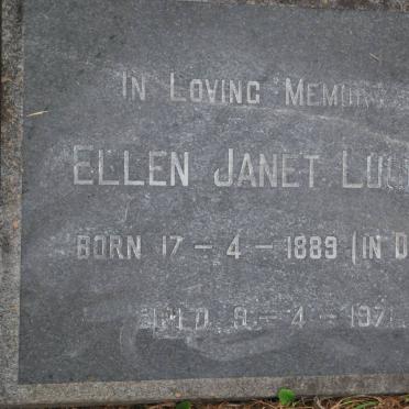 LUGGER Ellen Janet 1889-1971