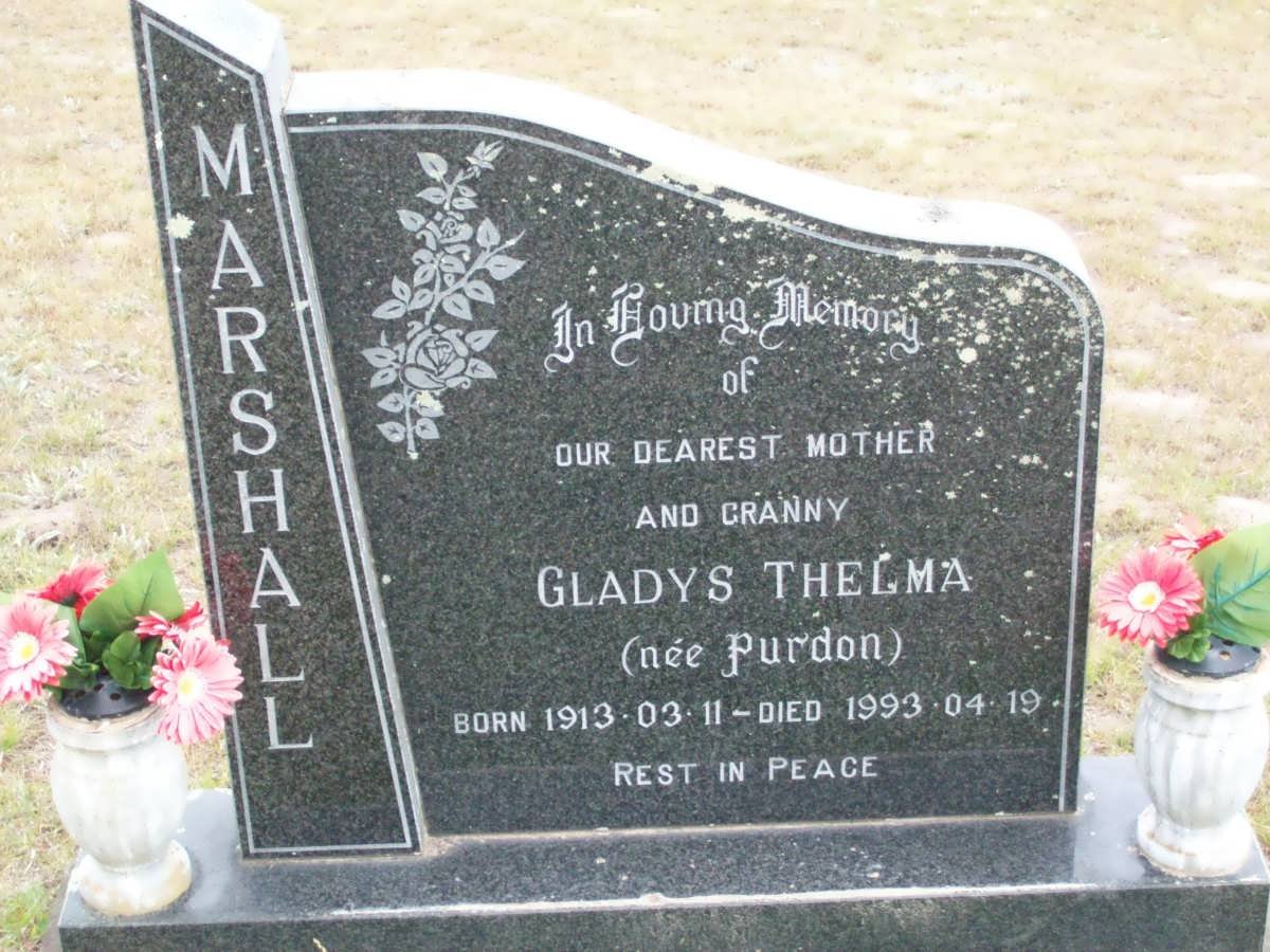 MARSHALL Gladys Thelma nee PURDON 1913-1993