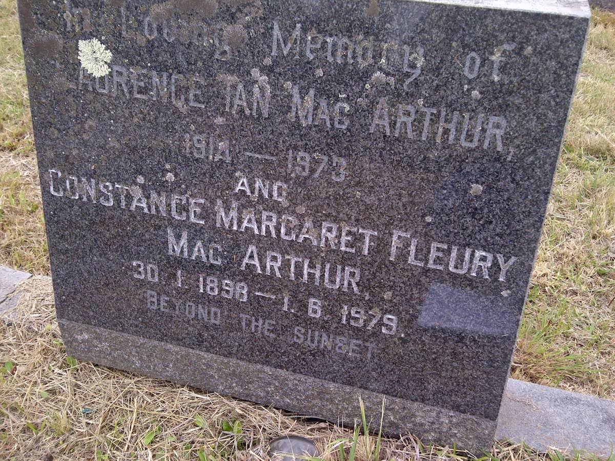 Mac ARTHUR Laurence Ian 1914-1973 &amp; Constance Margaret Fleury 1898-1979