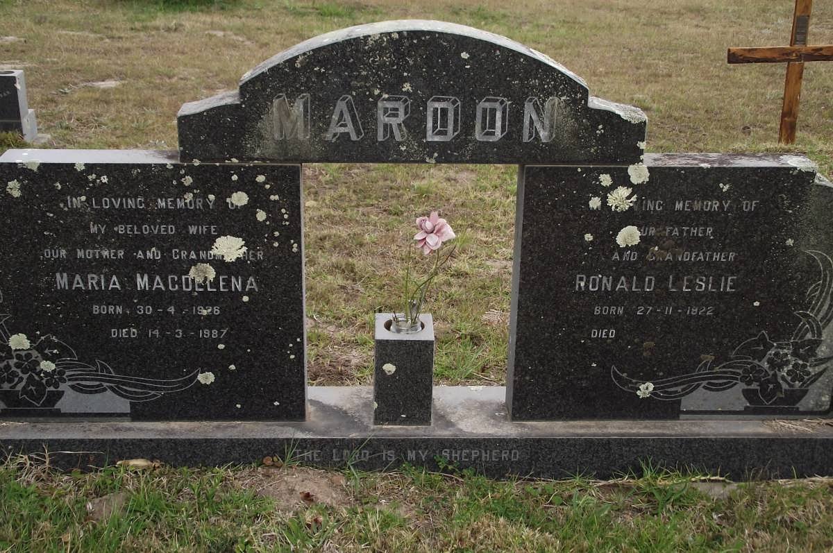 MARDON Ronald Leslie 1922- &amp; Maria Magdelena 1926-1987