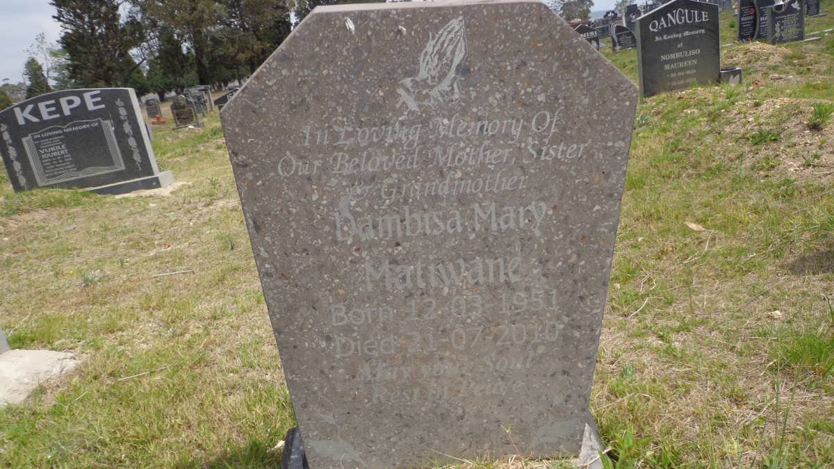 MATIWANE Dambisa Mary 1951-2010