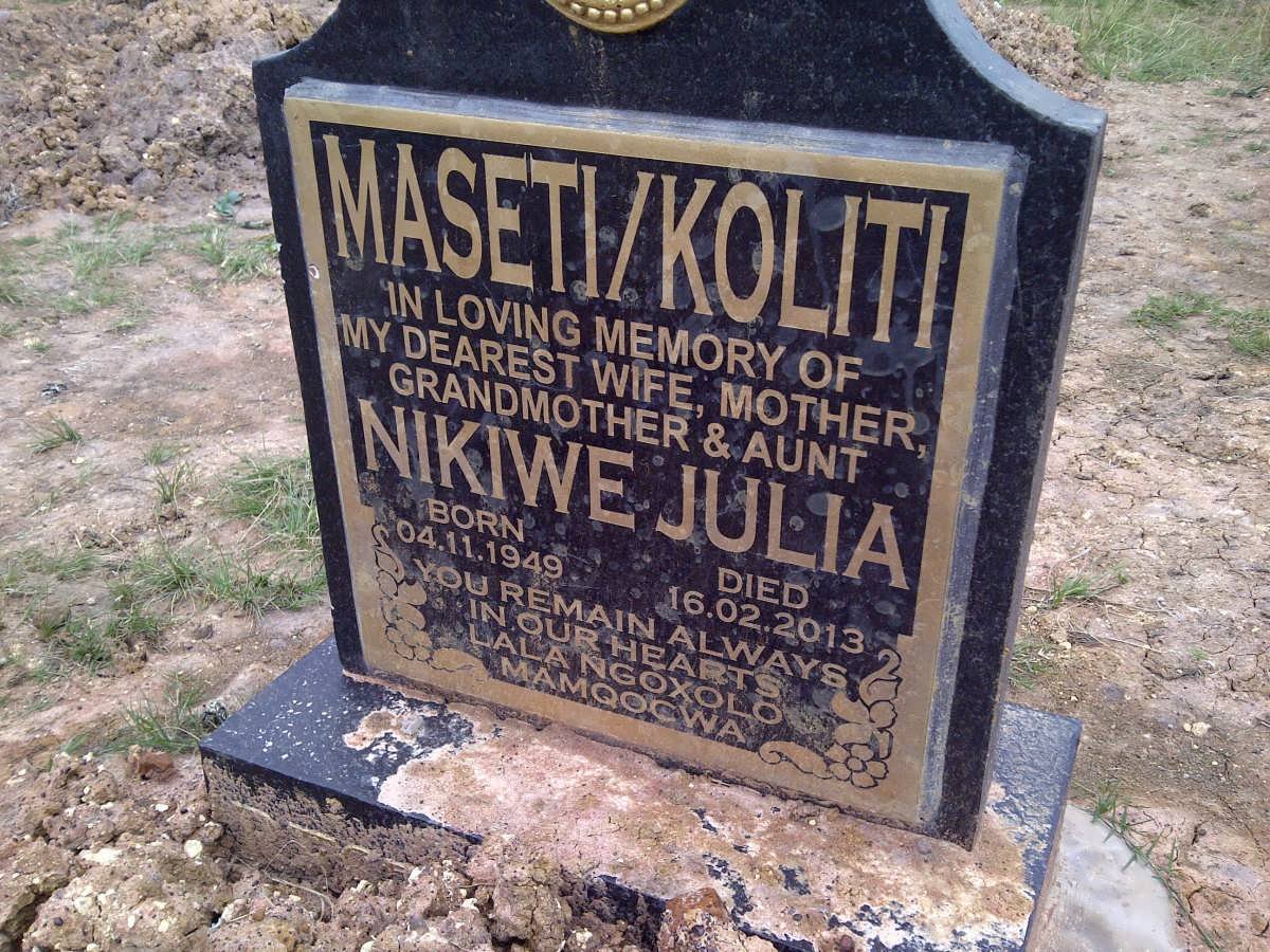 MASETI Nikiwe Julia nee KOLITI 1949-2013