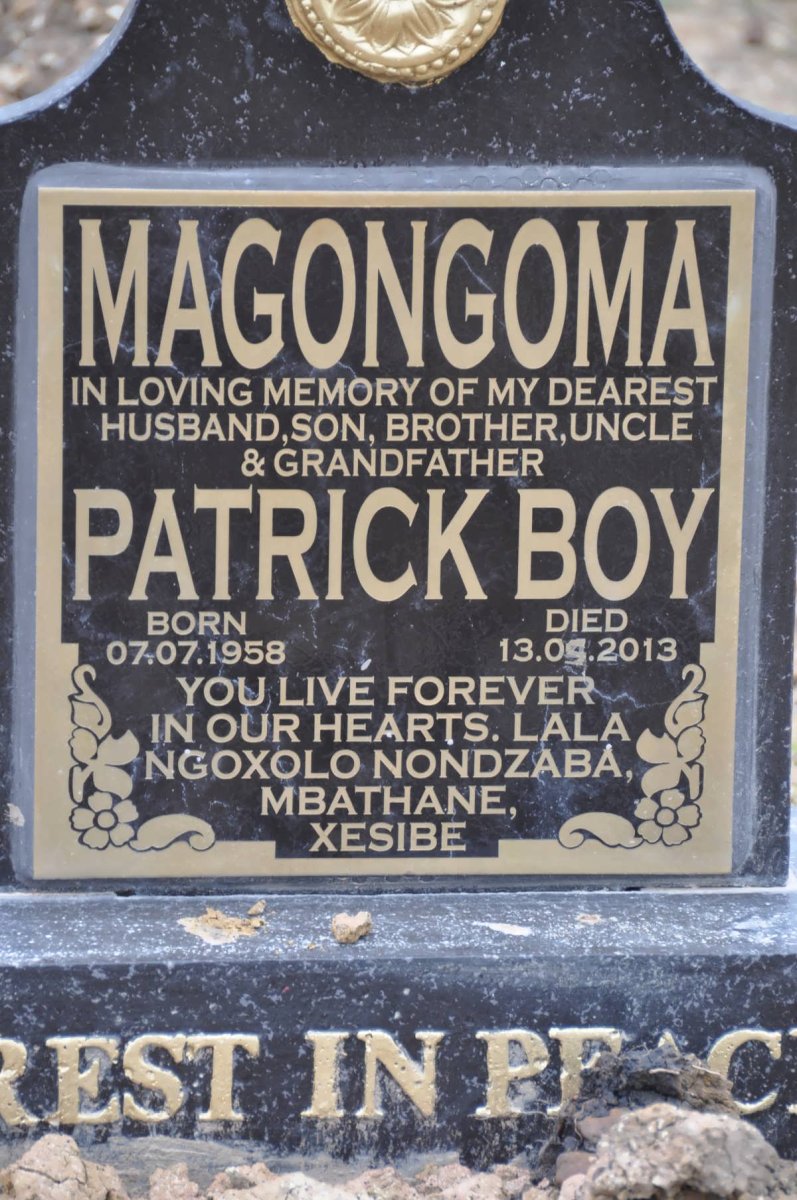 MAGONGOMA Patrick Boy 1958-2013