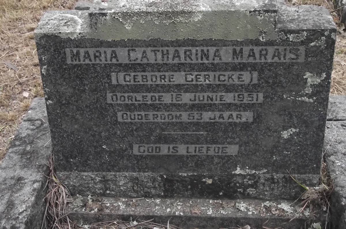 MARAIS Maria Catharina nee GERICKE -1951
