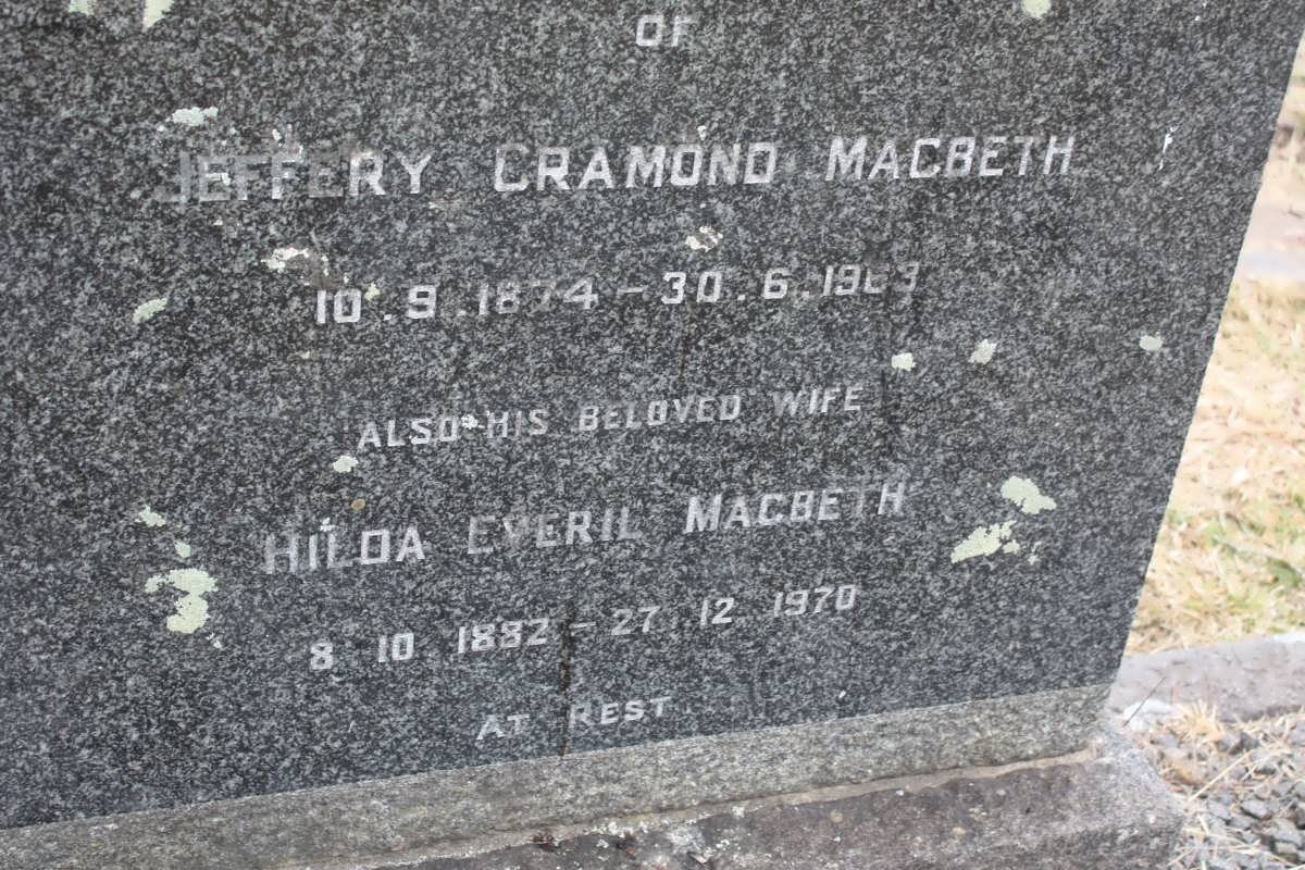 MACBETH Jeffery Cramond 1874-1963 &amp; Hilda Everil 1882-1970