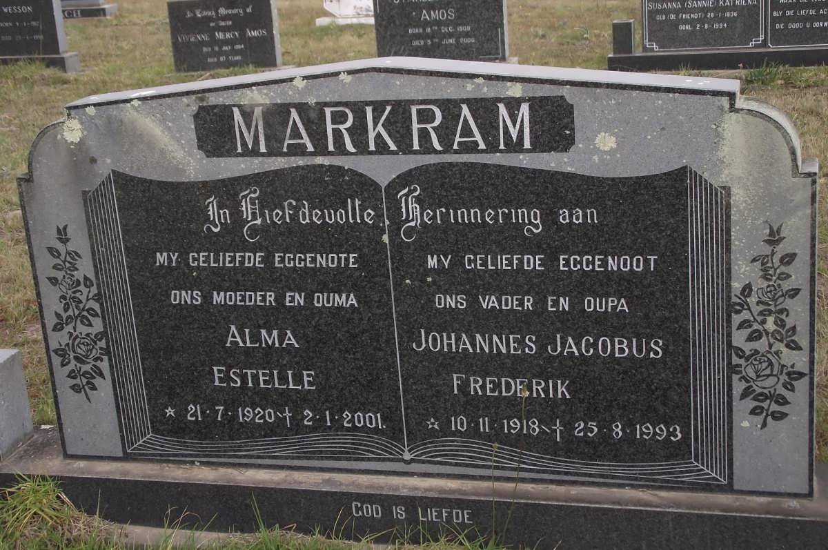 MARKRAM Johannes Jacobus Frederik 1918-1993 &amp; Alma Estelle 1920-2001