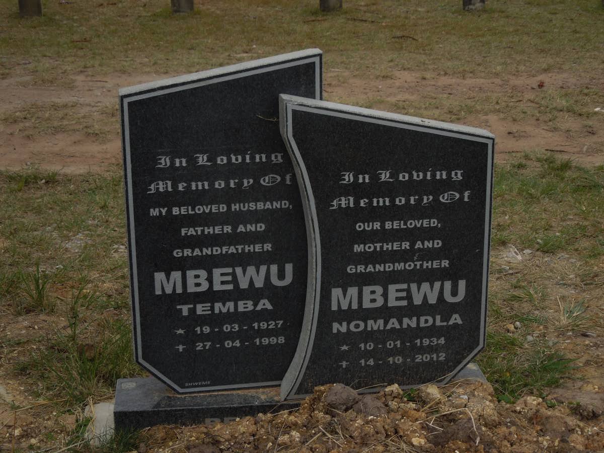 MBEWU Temba 1927-1998 &amp; Nomandla 1934-2012