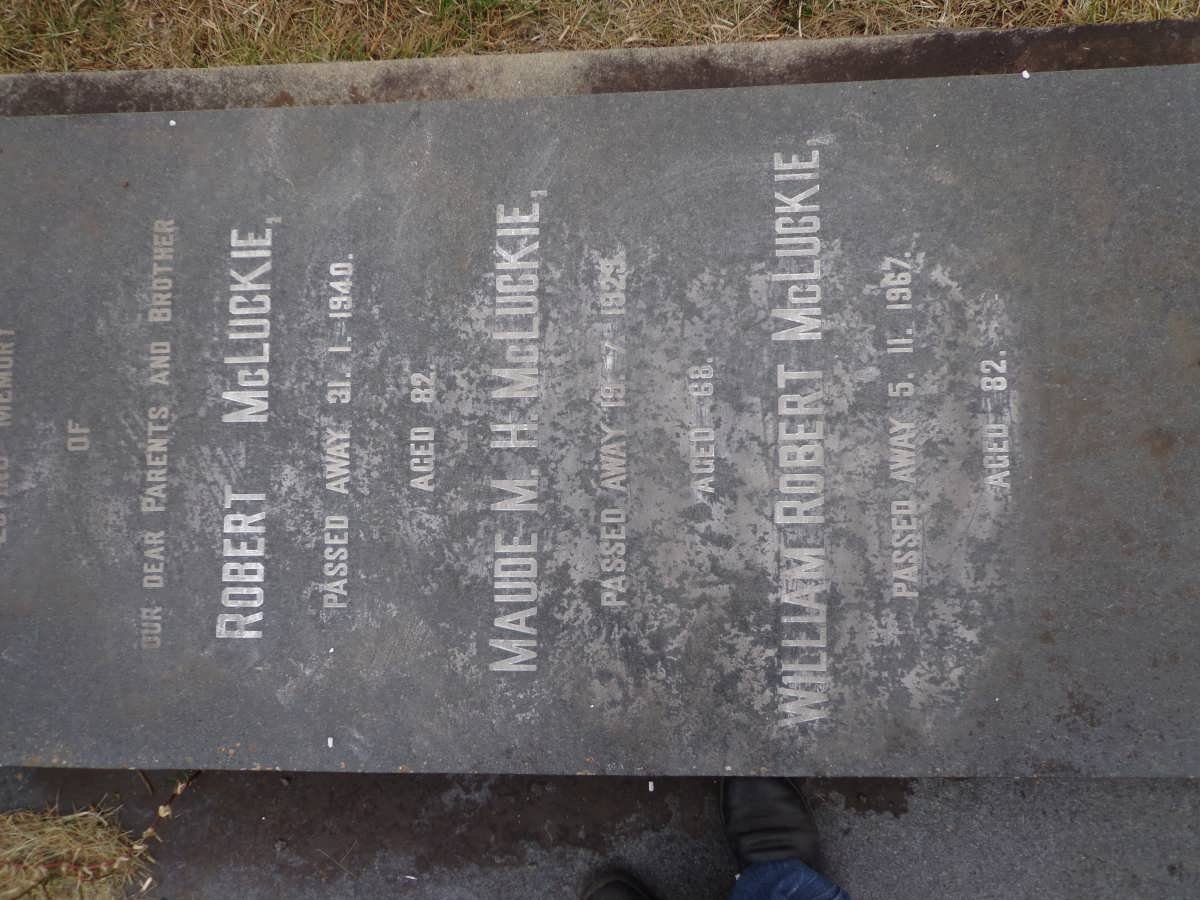 McLUCKIE Robert -1940 &amp; Maud M.H. -1929 :: William Robert -1967   