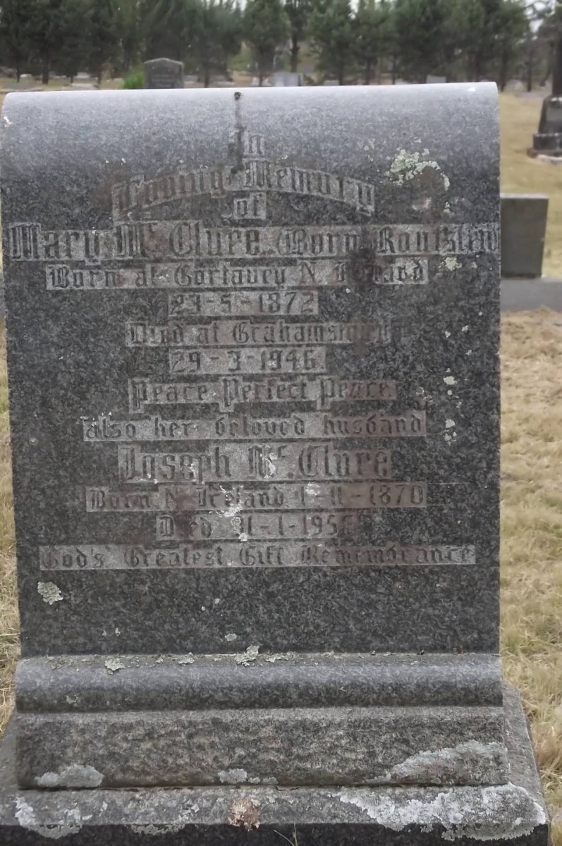 McCLURE Joseph 1870-1956 &amp; Mary ROUTSTEN 1872-1946