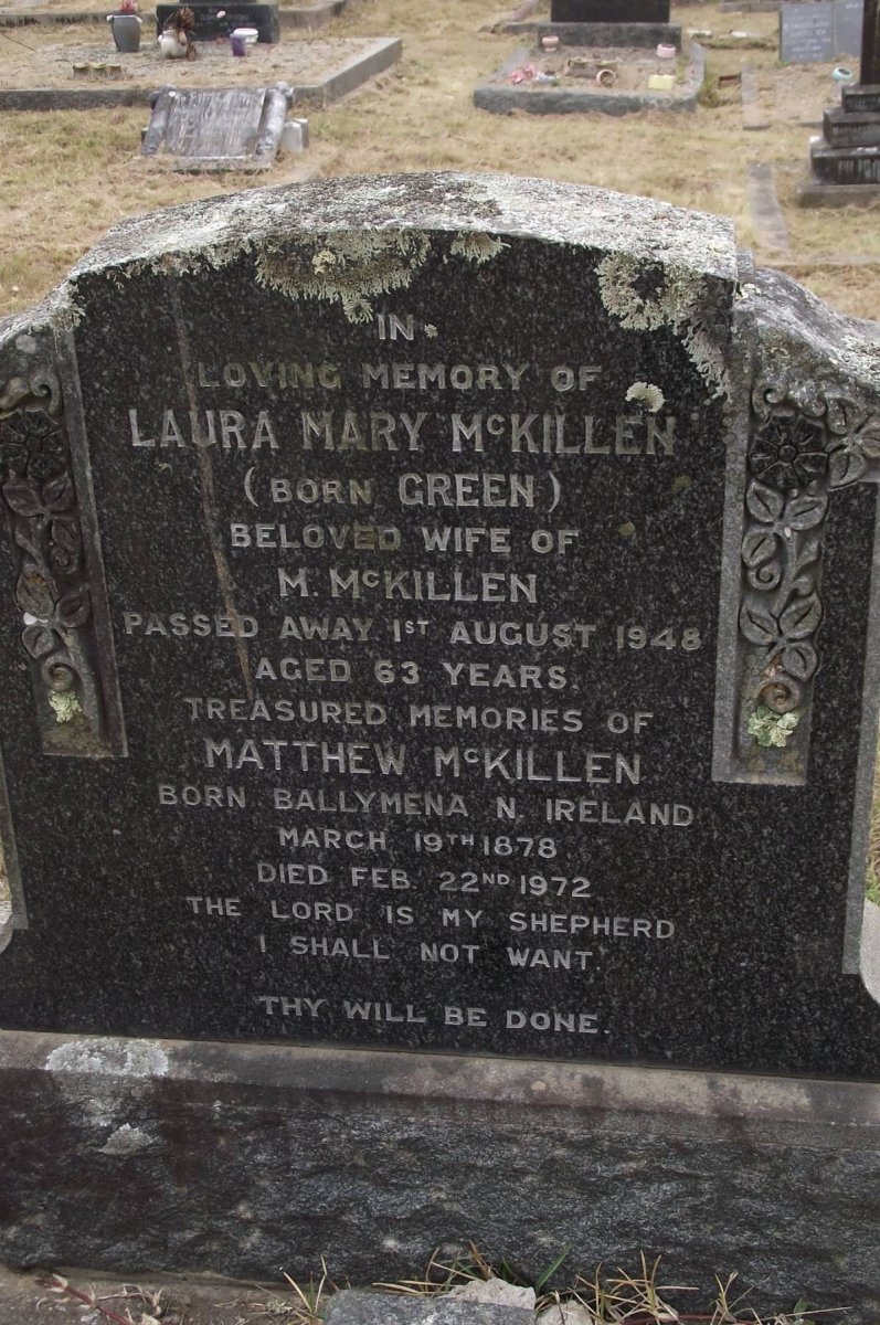 McKILLEN Matthew 1878-1972 &amp; Laura Mary GREEN -1948