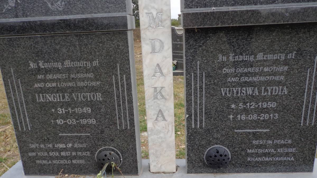 MDAKA Lungile Victor 1949-1999 &amp; Vuyiswa Lydia 1950-2013