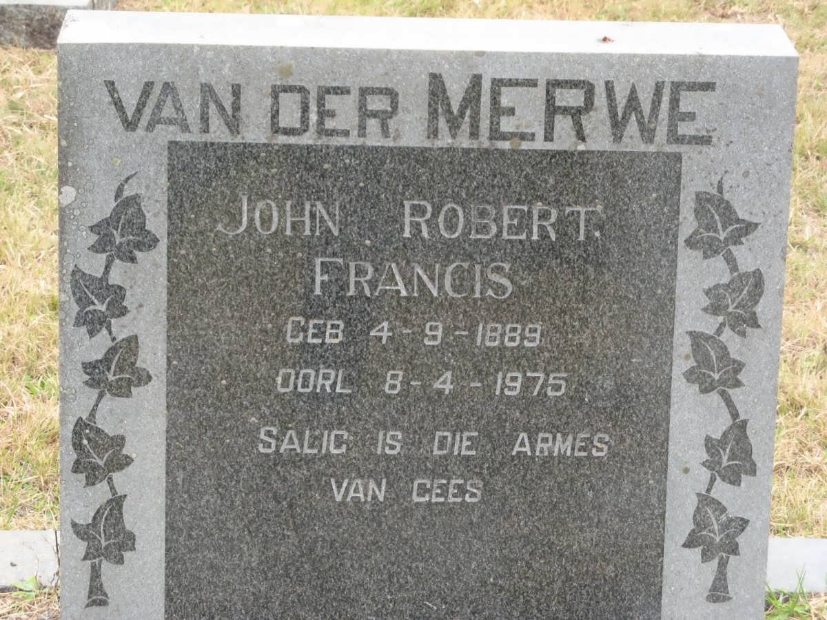 MERWE John Robert Francis, van der 1889-1975