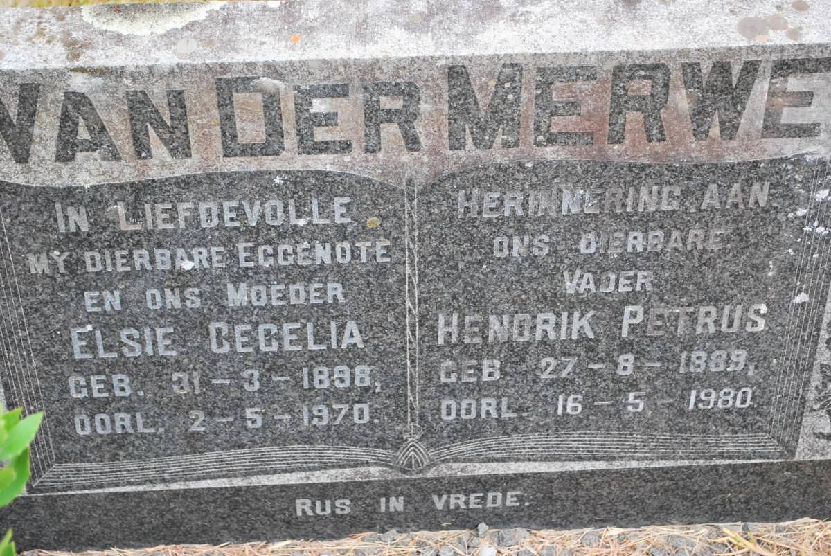 MERWE Hendrik Petrus, van der 1889-1980 &amp; Elsie Cecelia 1898-1970