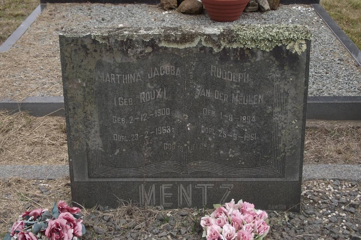 MENTZ Rudolph van der Meulen 1894-1961 &amp; Marthina Jacoba ROUX 1900-1963