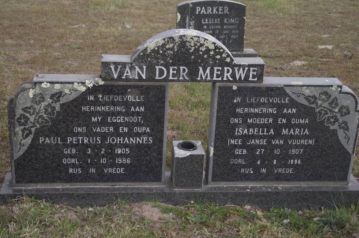 MERWE Paul Petrus Johannes, van der 1905-1986 &amp; Isabella Maria JANSE VAN VUUREN 1907-1996