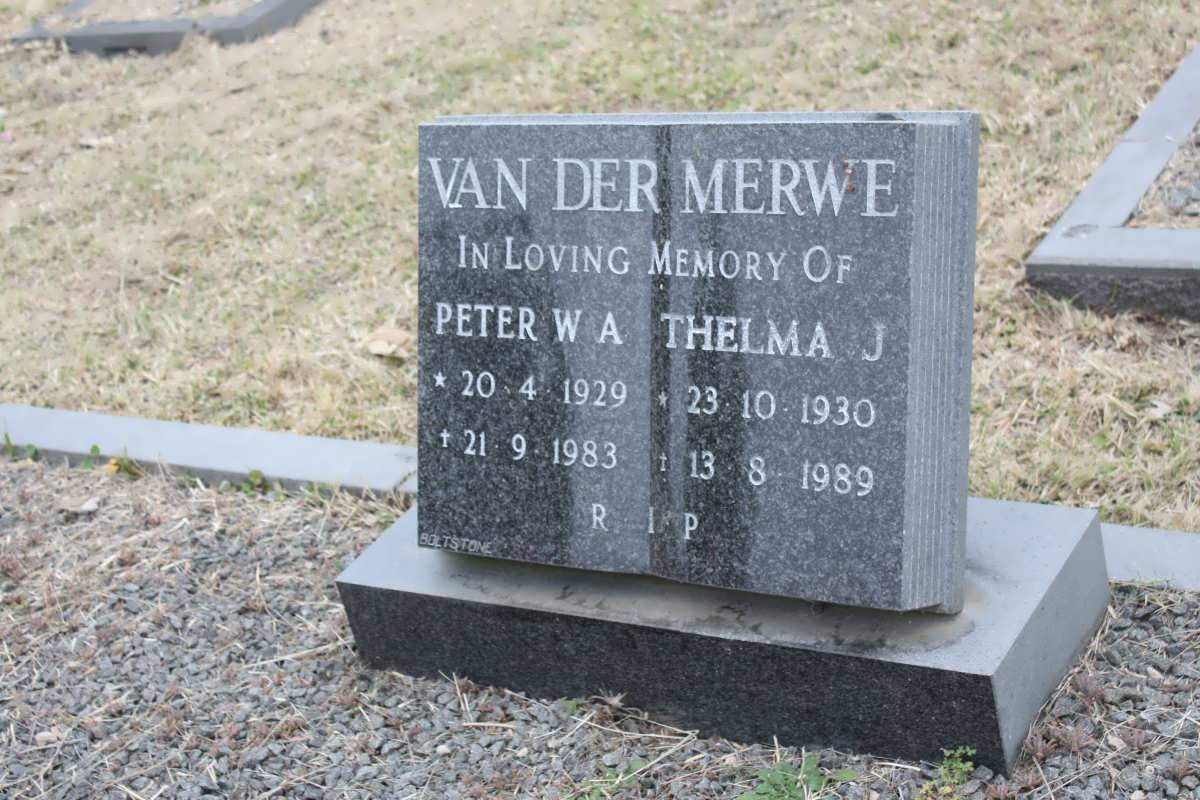 MERWE Peter W.A., van der 1929-1983 &amp; Thelma J. 1930-1989