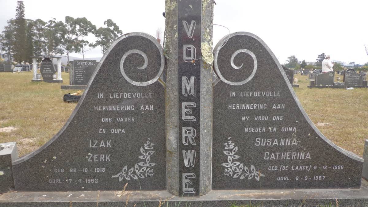 MERWE Izak Zerk, v.d. 1918-1993 &amp; Susanna Catherina DE LANGE 1908-1987