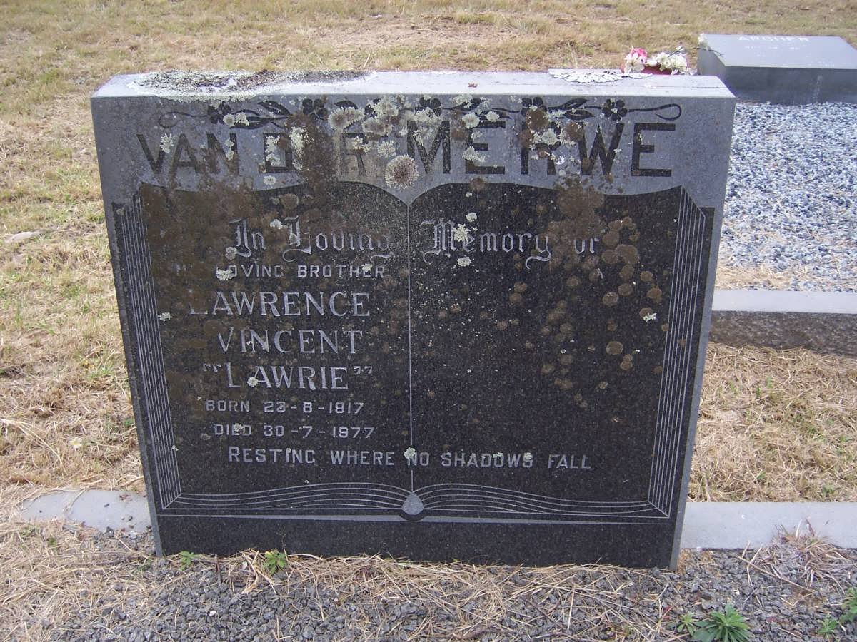 MERWE Lawrence Vincent, van der 1917-1977
