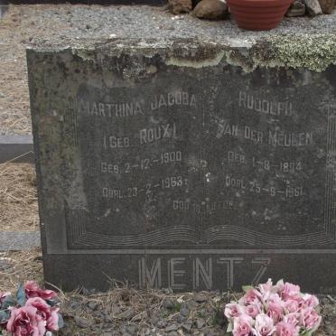 MENTZ Rudolph van der Meulen 1894-1961 &amp; Marthina Jacoba ROUX 1900-1963