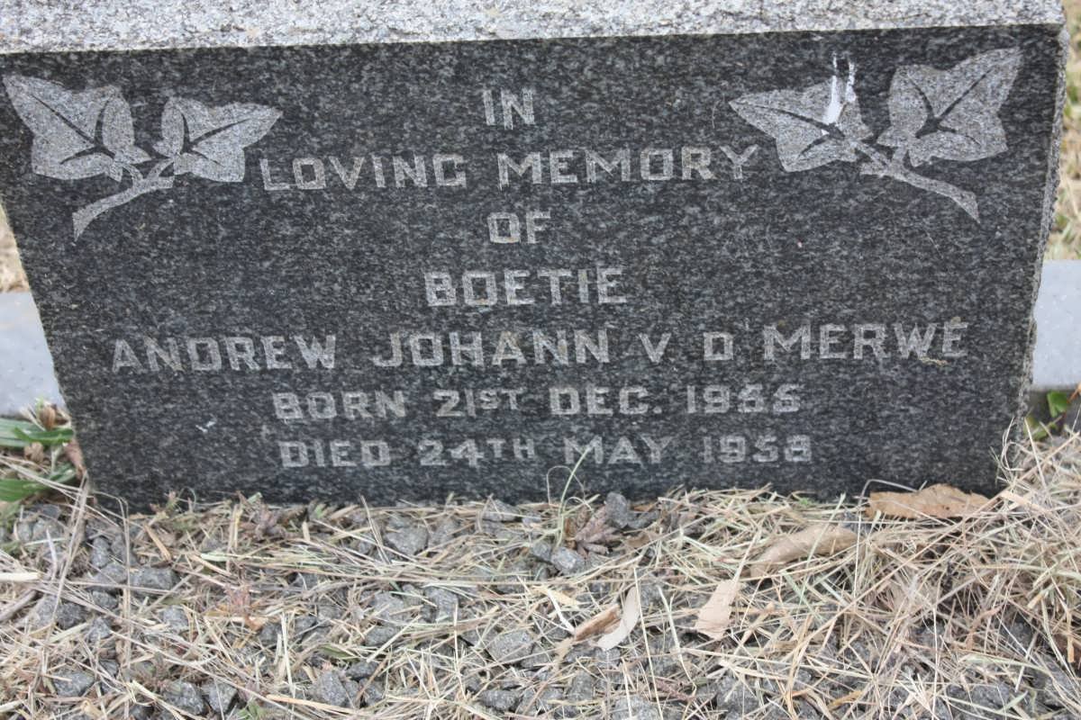 MERWE Andrew Johann, v.d. 1955-1958