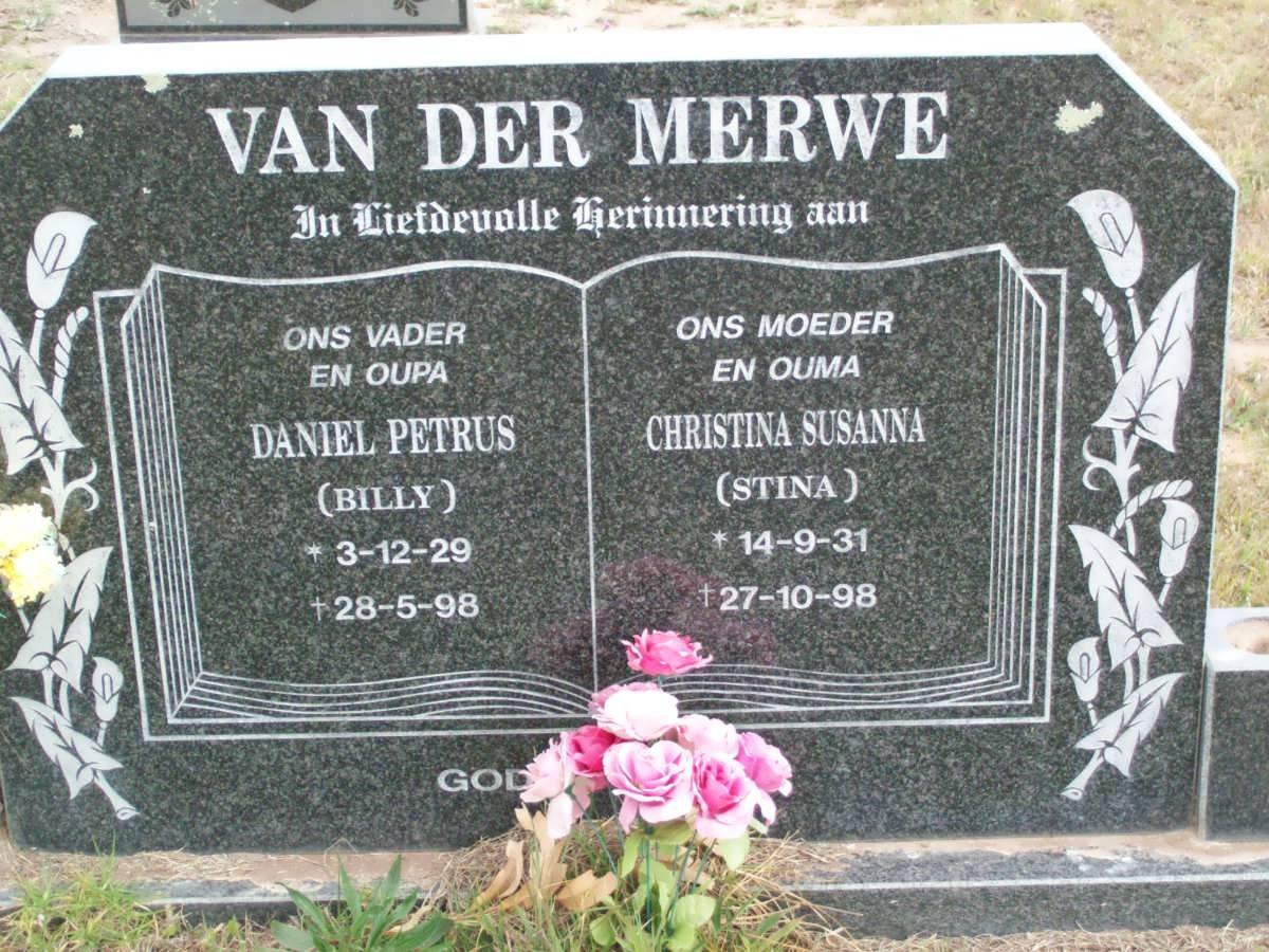 MERWE Daniel Petrus, van der 1929-1998 &amp; Christina Susanna 1931-1998