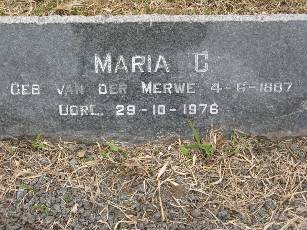 MERWE Maria C., van der nee VAN DER MERWE 1887-1976