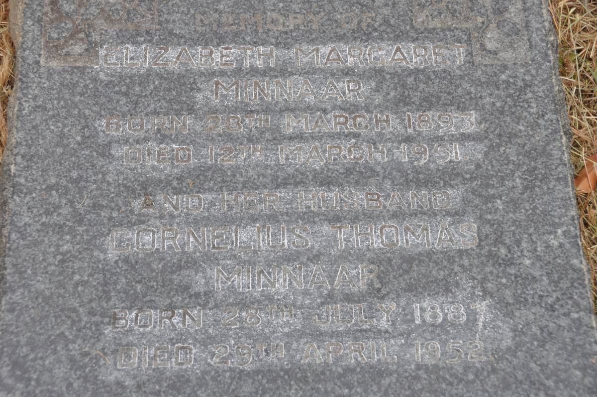 MINNAAR Cornelius Thomas 1887-1952 &amp; Elizabeth Margaret 1893-1951