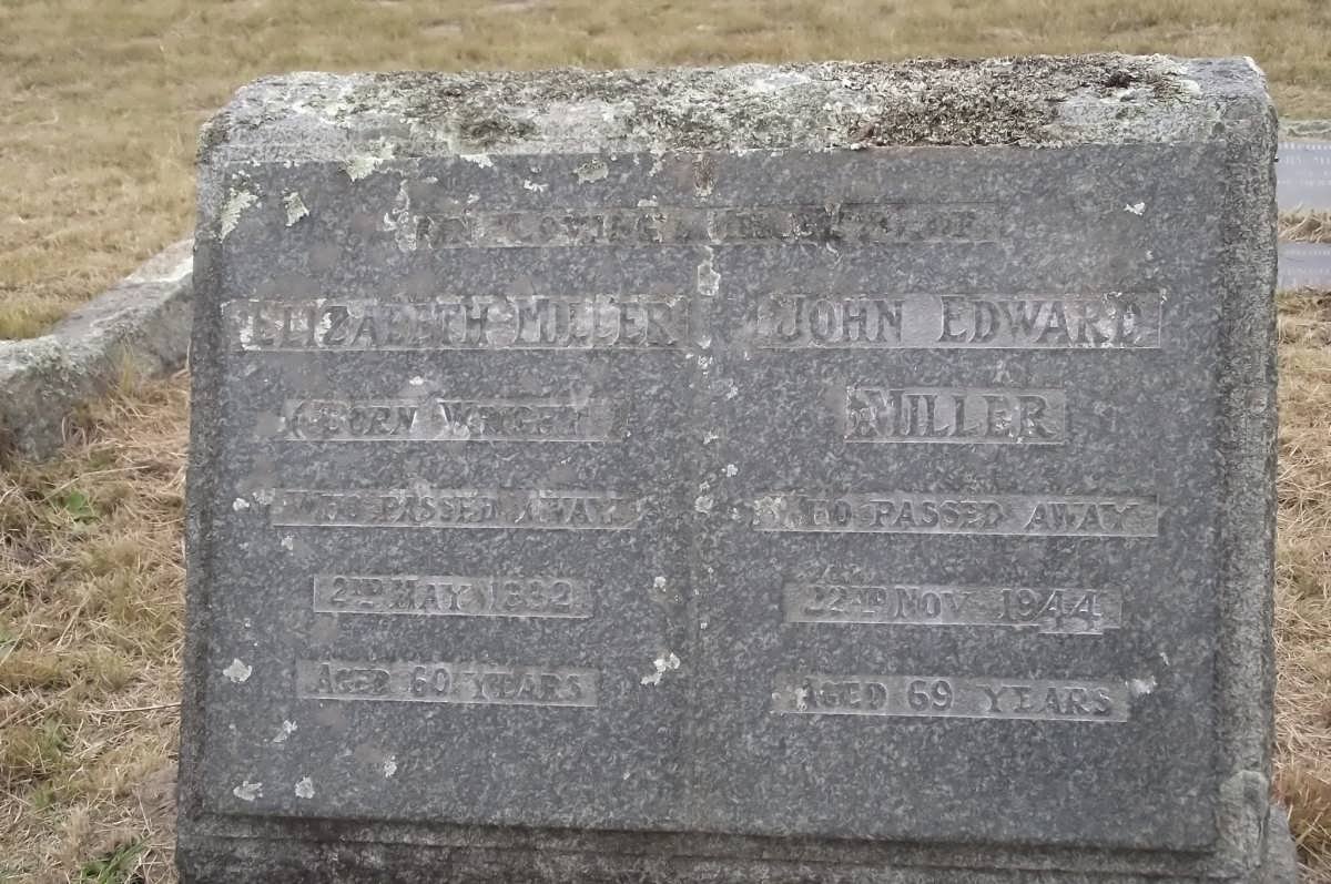 MILLER John Edward -1944 &amp; Elizabeth nee WRIGHT -1932