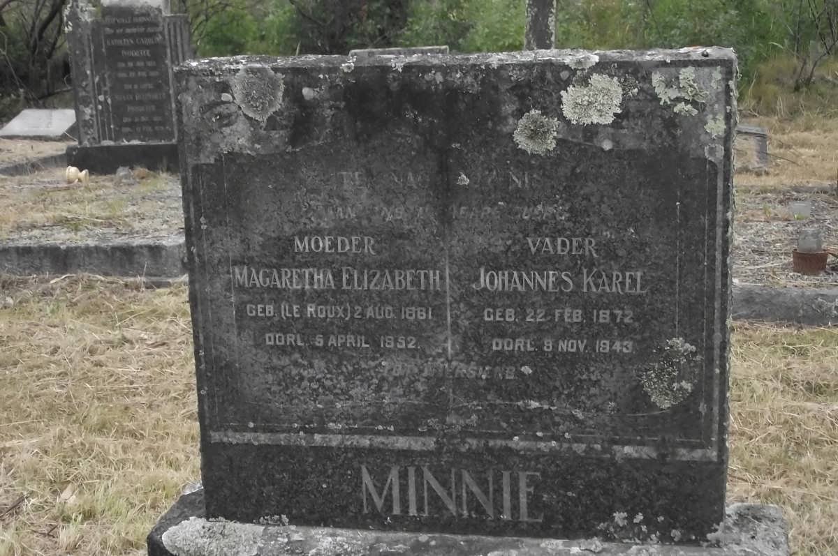MINNIE Johannes Karel 1872-1943 &amp; Magaretha Elizabeth LE ROUX 1881-1952