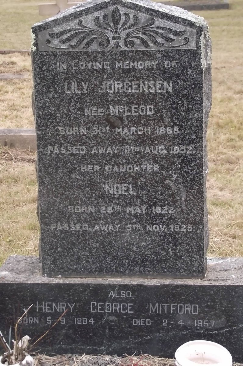 MITFORD Henry George 1884-1957 :: JORGENSEN Lily nee McLEOD 1888-1952 :: JORGENSEN Noel 1922-1925