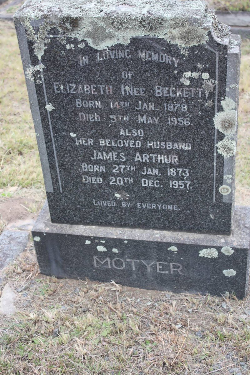 MOTYER James Arthur 1873-1957 &amp; Elizabeth BECKETT 1878-1956