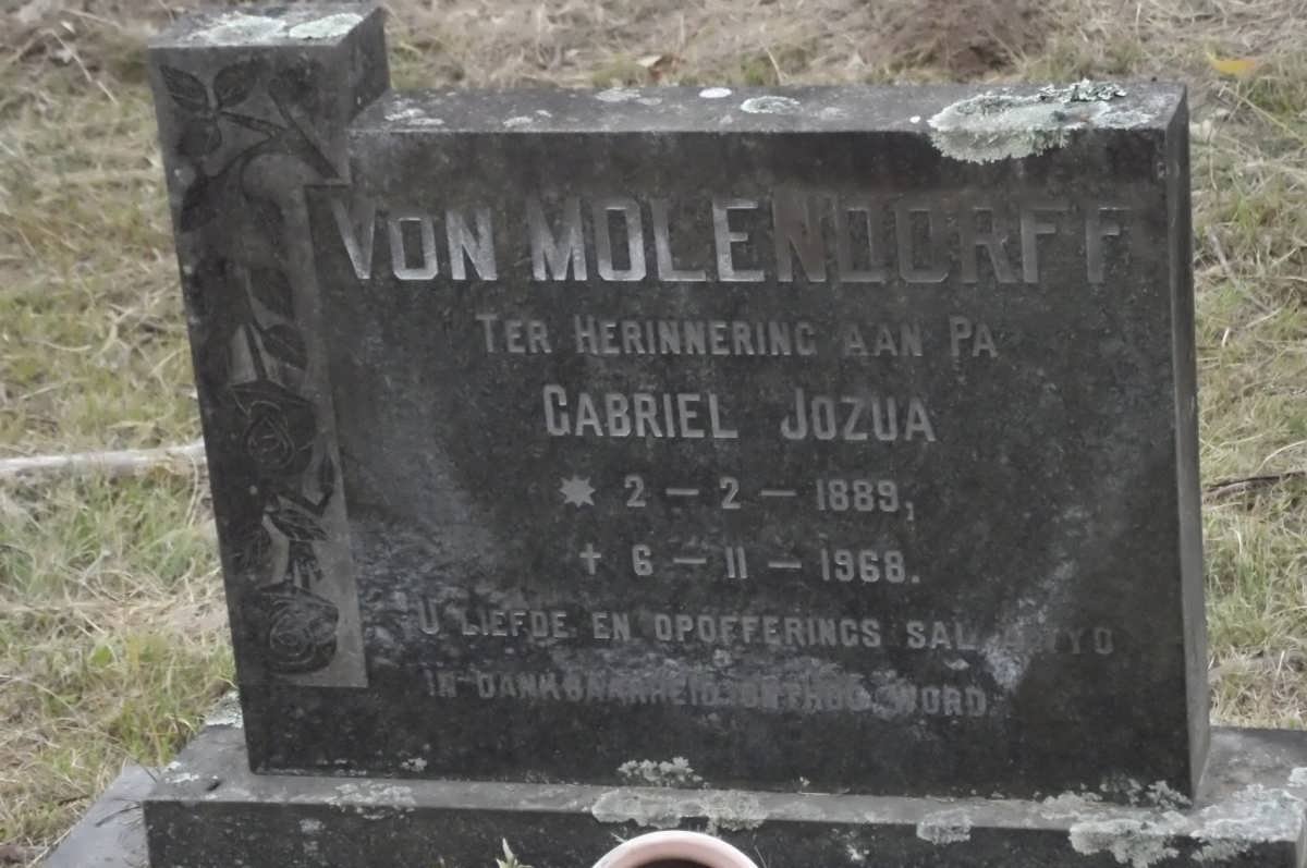MOLENDORFF Gabriel Jozua, von 1889-1968