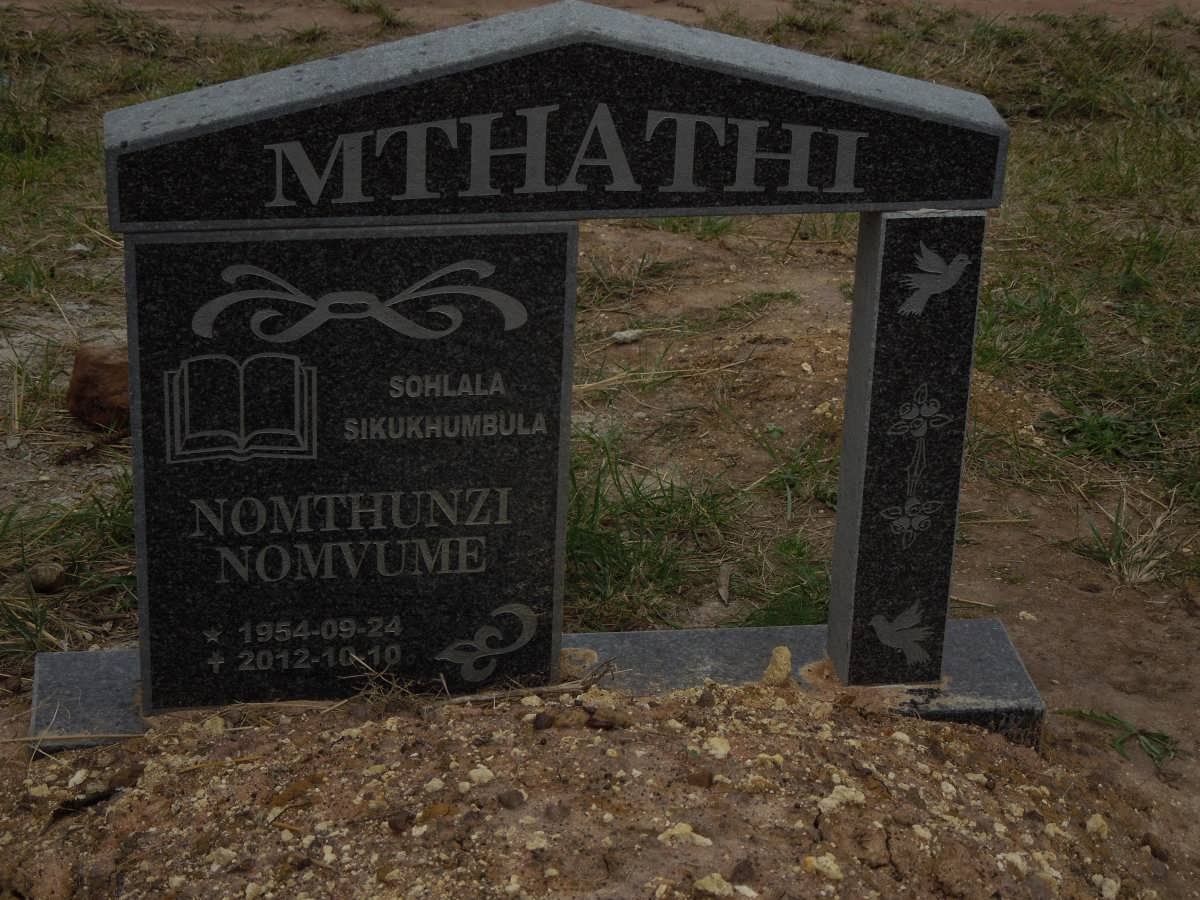 MTHATHI Nomthunzi Nomvume 1954-2012