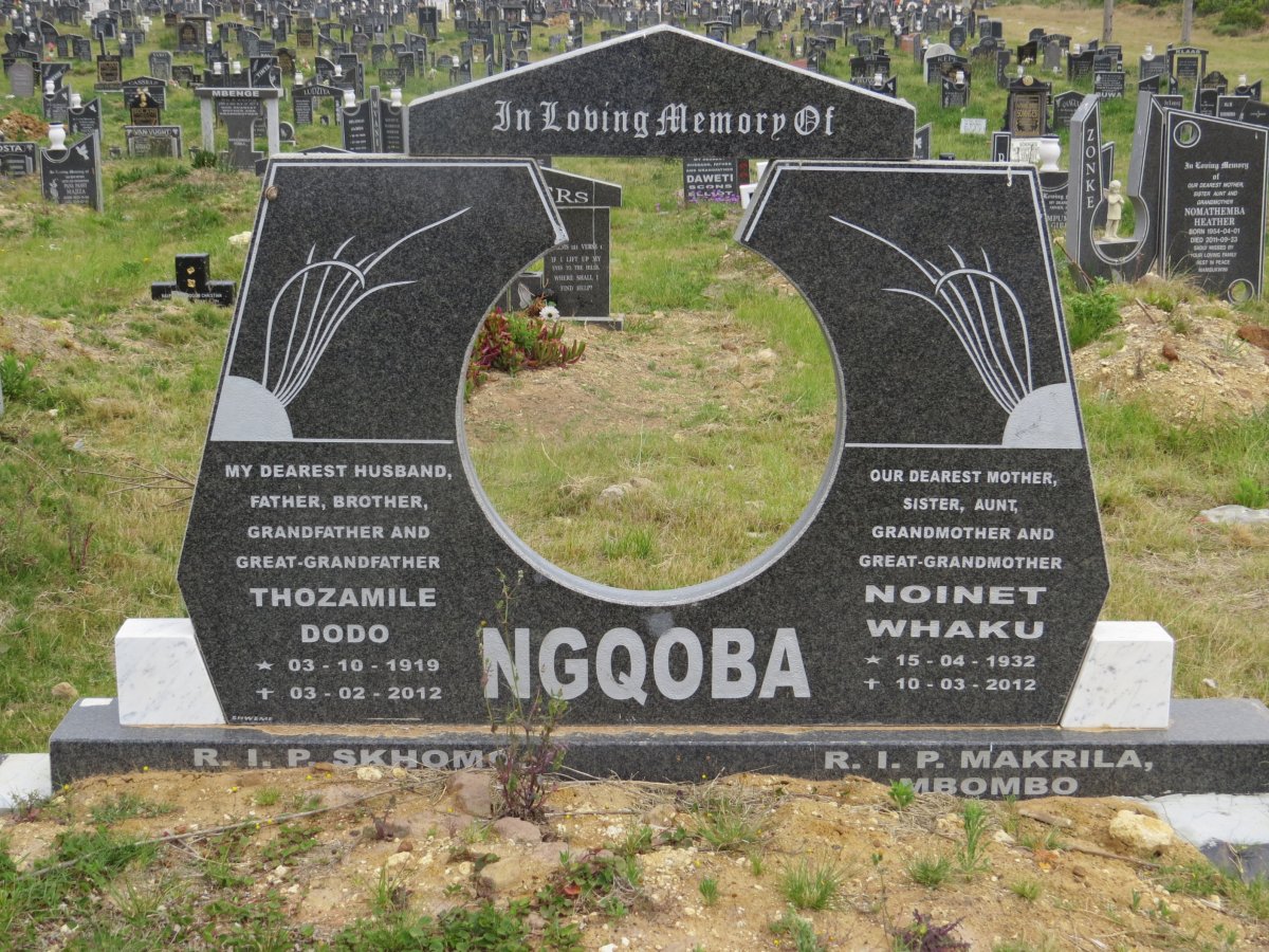 NQOBA Thozamile Dodo 1919-2012 &amp; Noinet Whaku 1932-2012