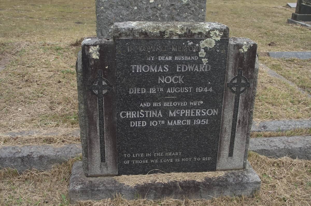 NOCK Thomas Edward -1944 &amp; Christina McPHERSON -1951