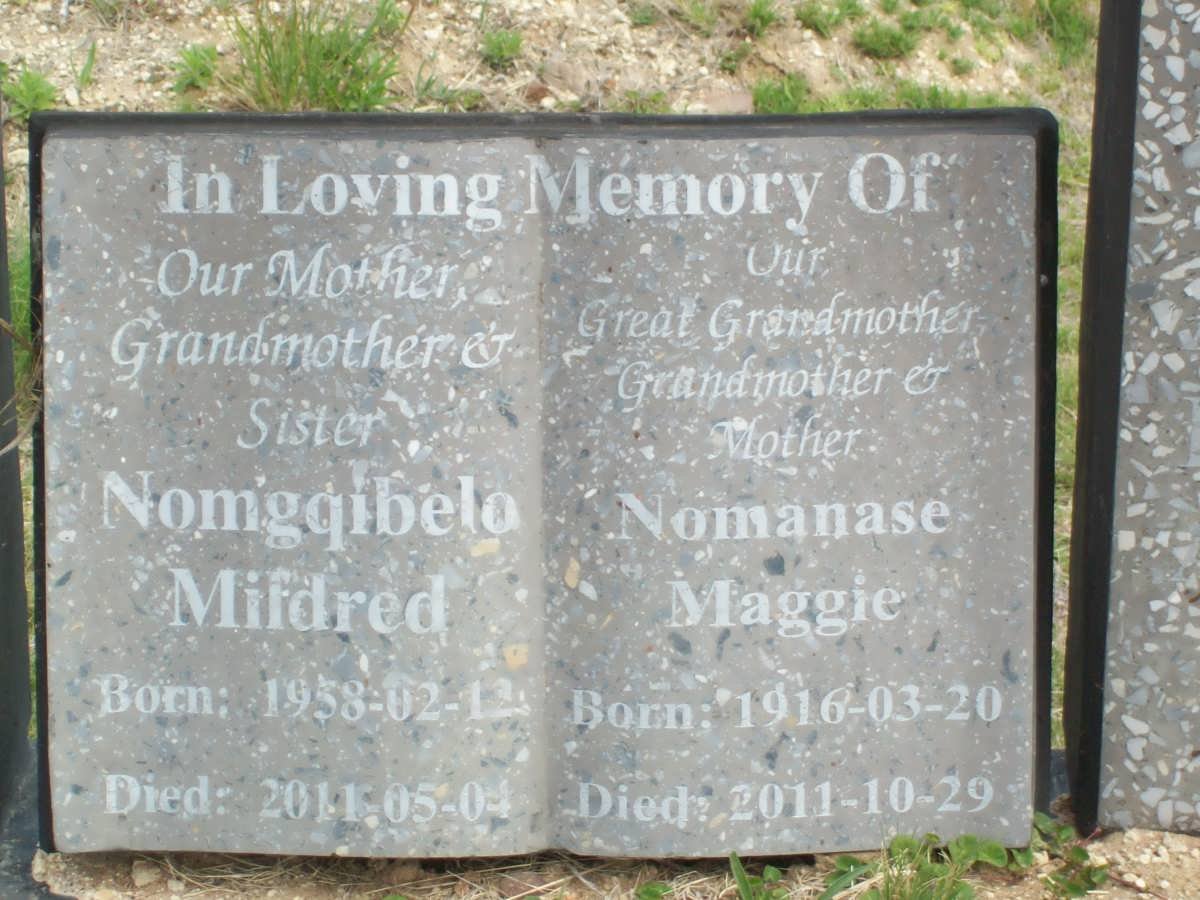 NOMANASE Maggie 1916-2011 :: NOMGQIBELO Mildred 1958-2011