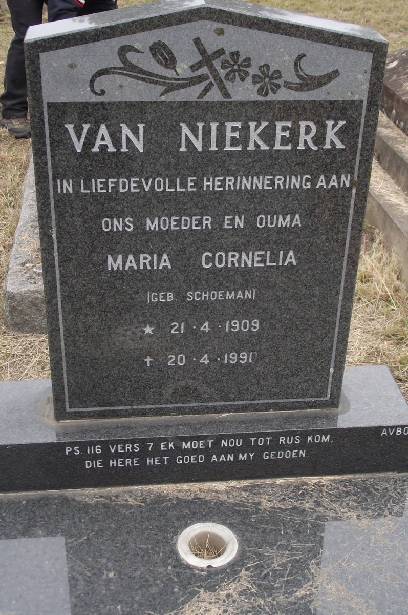 NIEKERK Maria Cornelia, van nee SCHOEMAN 1909-1991